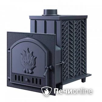 Дровяная банная печь Гефест ЗК-40 (М) чугунная дверца закрытая каменка в Шымкенте
